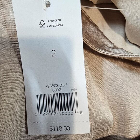 Banana Republic Womens 2 Flutter‎ Sleeve Fit and Flare Dress in Golden Beige NWT - Picture 7 of 13